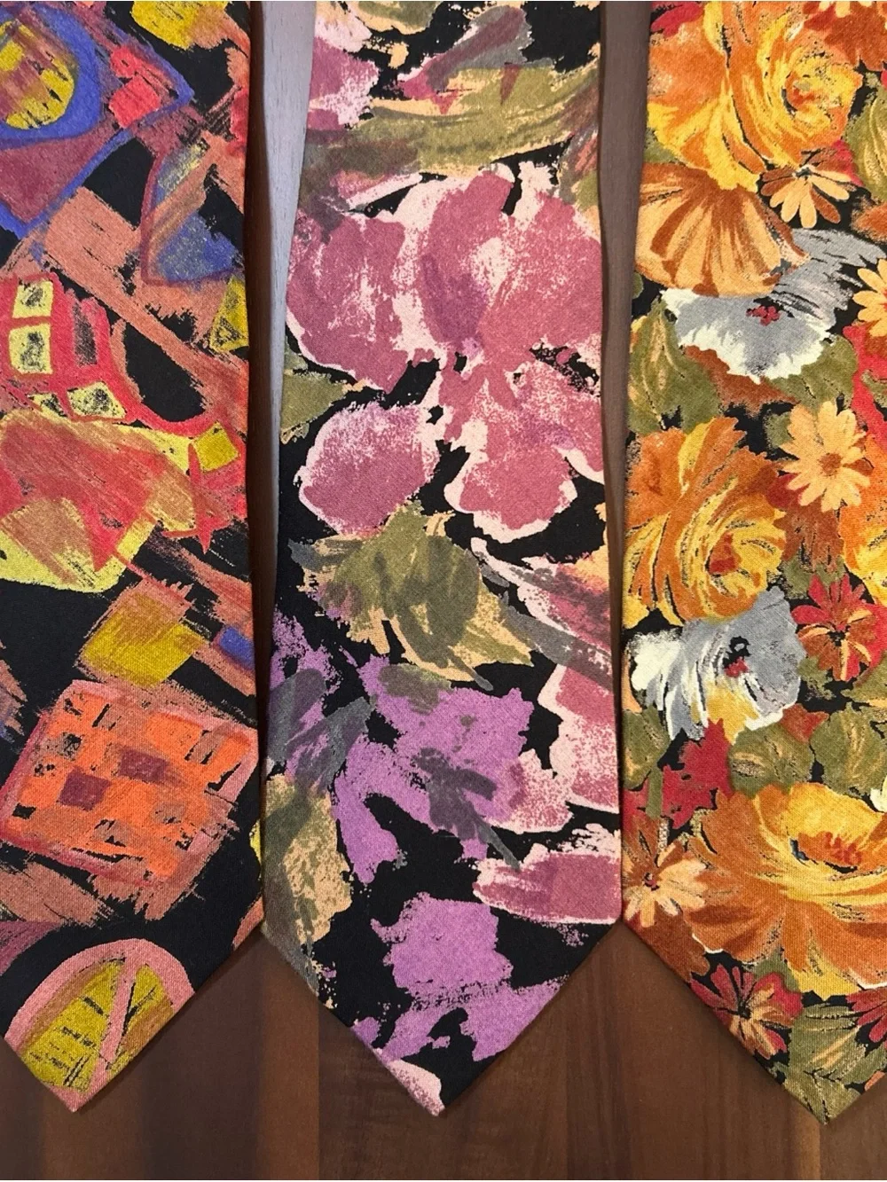 Lot Of 3 Vintage Handmade In USA J. Blades & Co. Abstract Floral Ties EUC